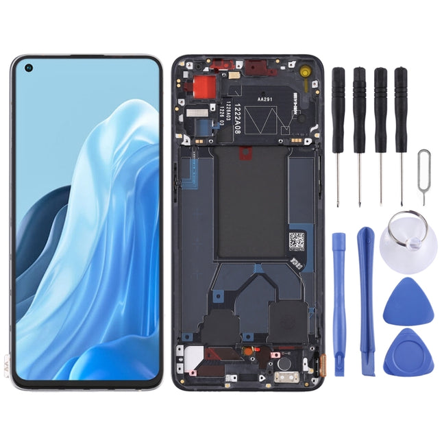 Original LCD Screen For OPPO Reno7 Pro 5G Digitizer Full Assembly with Frame (Black)-garmade.com