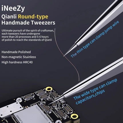 Qianli iNeezy YK-02 Stainless Steel Extra-sharp Thickened Tweezers Pointed Tweezers-garmade.com