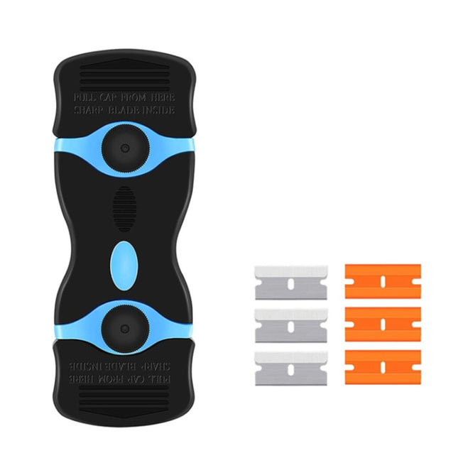 Double Headed Scraper Blade Glue Squeegee Remover Cleaner Tool (Blue)-garmade.com