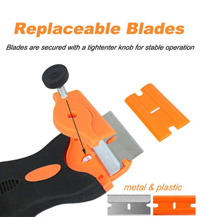 Double Headed Scraper Blade Glue Squeegee Remover Cleaner Tool (Orange)-garmade.com