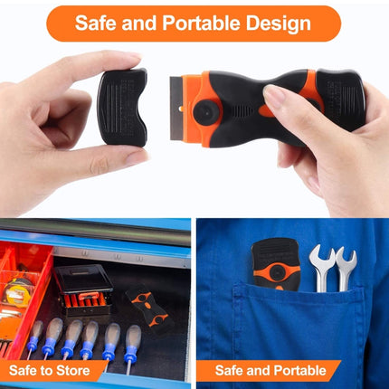 Double Headed Scraper Blade Glue Squeegee Remover Cleaner Tool (Orange)-garmade.com