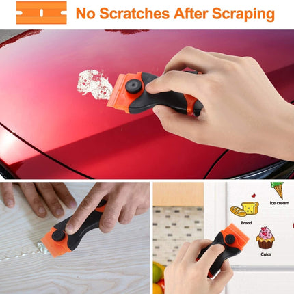 Double Headed Scraper Blade Glue Squeegee Remover Cleaner Tool (Orange)-garmade.com