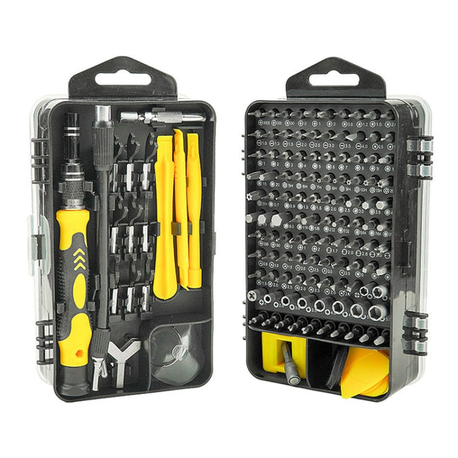 138 in 1 DIY Mobile Phone Disassembly Tool Clock Repair Multi-function Tool Screwdriver Set (Yellow)-garmade.com