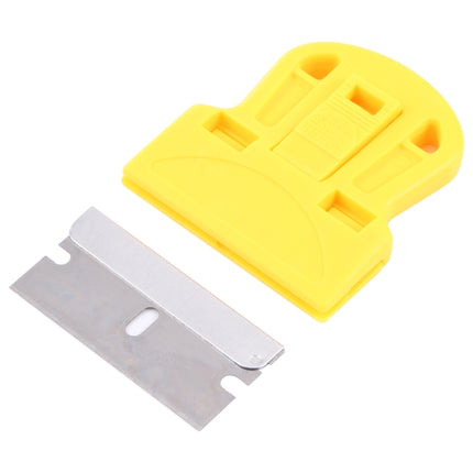 Glue Remover Squeegee Sticker Cleaner Plastic Handle Scraper (Yellow)-garmade.com