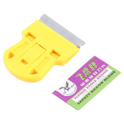 Glue Remover Squeegee Sticker Cleaner Plastic Handle Scraper (Yellow)-garmade.com