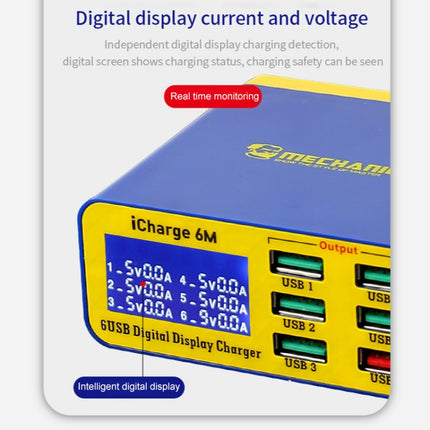 Mechanic icharge 6M QC 3.0 USB Smart Charger Support Fastcharging With LCD, EU Plug-garmade.com