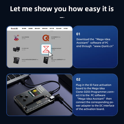 MEGA-IDEA Clone DZ03 Battery Activation & Face ID Dot Matrix Programmer for iPhone 8-14 Pro Max, Plug: US-garmade.com