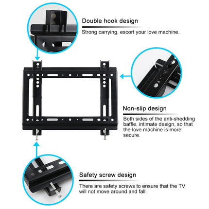 KT2267 26-55 inch Universal Adjustable Vertical Angle LCD TV Wall Mount Bracket with Drawstring-garmade.com