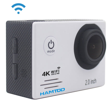HAMTOD HF60 UHD 4K WiFi 16.0MP Sport Camera with Waterproof Case, Generalplus 4247, 2.0 inch LCD Screen, 120 Degree Wide Angle Lens, with Simple Accessories(White)-garmade.com