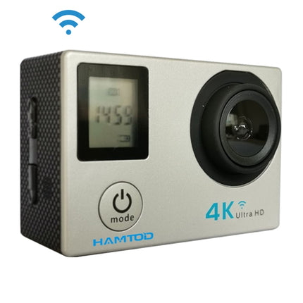 HAMTOD H12 UHD 4K WiFi Sport Camera with Waterproof Case, Generalplus 4247, 0.66 inch + 2.0 inch LCD Screen, 170 Degree Wide Angle Lens (Silver)-garmade.com
