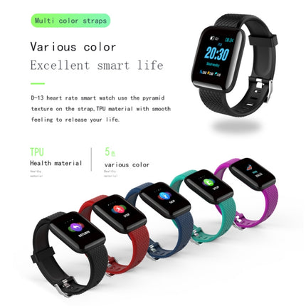 D13 1.3 inch OLED Color Screen Smart Bracelet IP67 Waterproof, Support Call Reminder/ Heart Rate Monitoring /Blood Pressure Monitoring/ Sleep Monitoring/Excessive Sitting Reminder/Blood Oxygen Monitoring(Blue)-garmade.com