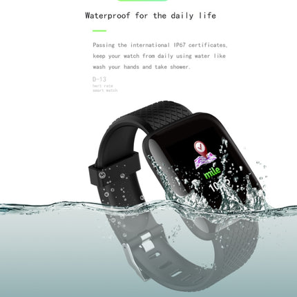 D13 1.3 inch OLED Color Screen Smart Bracelet IP67 Waterproof, Support Call Reminder/ Heart Rate Monitoring /Blood Pressure Monitoring/ Sleep Monitoring/Excessive Sitting Reminder/Blood Oxygen Monitoring(Red)-garmade.com