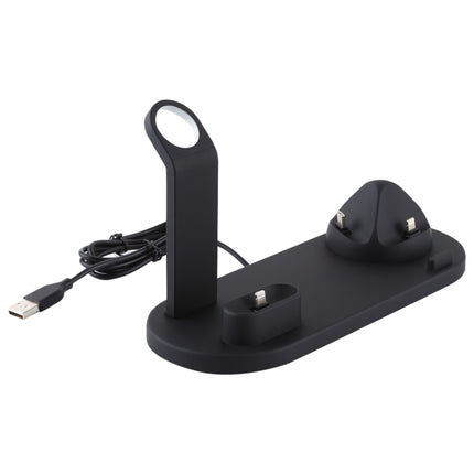 HQ-UD15 5 in 1 Micro USB + USB-C / Type-C + 8 Pin Interface Phone Charging Base with 8 Pin Earphone Charging Interface & Watch Stand, Without Wireless Charger (Black)-garmade.com