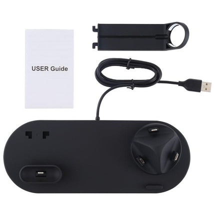 HQ-UD15 5 in 1 Micro USB + USB-C / Type-C + 8 Pin Interface Phone Charging Base with 8 Pin Earphone Charging Interface & Watch Stand, Without Wireless Charger (Black)-garmade.com