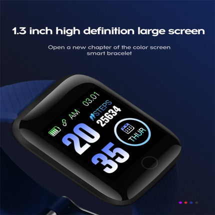116plus 1.3 inch Color Screen Smart Bracelet IP67 Waterproof, Support Call Reminder/ Heart Rate Monitoring /Blood Pressure Monitoring/ Sleep Monitoring/Excessive Sitting Reminder/Blood Oxygen Monitoring(Black)-garmade.com