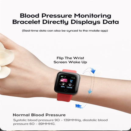 116plus 1.3 inch Color Screen Smart Bracelet IP67 Waterproof, Support Call Reminder/ Heart Rate Monitoring /Blood Pressure Monitoring/ Sleep Monitoring/Excessive Sitting Reminder/Blood Oxygen Monitoring(Red)-garmade.com