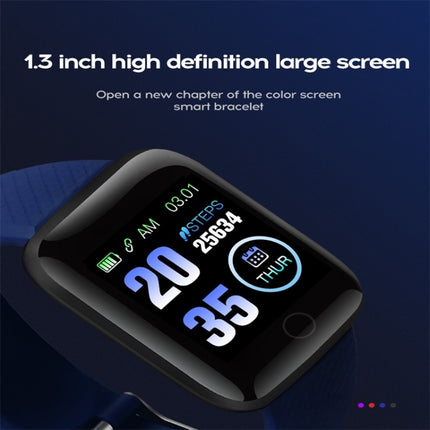 116plus 1.3 inch Color Screen Smart Bracelet IP67 Waterproof, Support Call Reminder/ Heart Rate Monitoring /Blood Pressure Monitoring/ Sleep Monitoring/Excessive Sitting Reminder/Blood Oxygen Monitoring(Red)-garmade.com