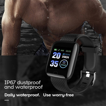 116plus 1.3 inch Color Screen Smart Bracelet IP67 Waterproof, Support Call Reminder/ Heart Rate Monitoring /Blood Pressure Monitoring/ Sleep Monitoring/Excessive Sitting Reminder/Blood Oxygen Monitoring(Blue)-garmade.com