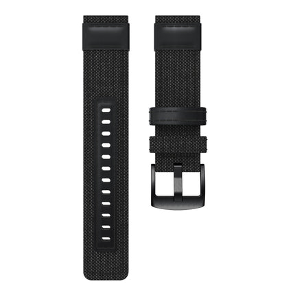 Canvas and Leather Wrist Strap Watch Band for Samsung Gear S2/Galaxy Active 42mm, Wrist Strap Size:135+96mm(Black)-garmade.com