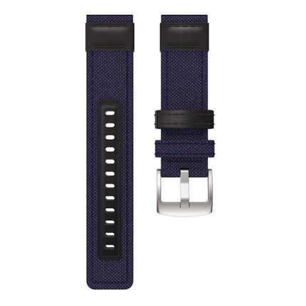 Canvas and Leather Wrist Strap Watch Band for Samsung Gear S2/Galaxy Active 42mm, Wrist Strap Size:135+96mm(Blue)-garmade.com