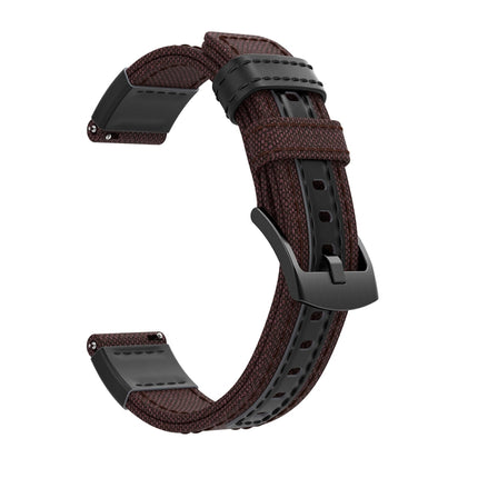 Canvas and Leather Wrist Strap Watch Band for Samsung Gear S2/Galaxy Active 42mm, Wrist Strap Size:135+96mm(Brown)-garmade.com