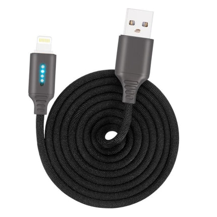 8 Pin Interface Zinc Alloy Marquee Luminous Intelligent Automatic Power off Charging Data Cable(black)-garmade.com