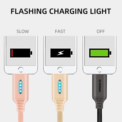 8 Pin Interface Zinc Alloy Marquee Luminous Intelligent Automatic Power off Charging Data Cable(white)-garmade.com
