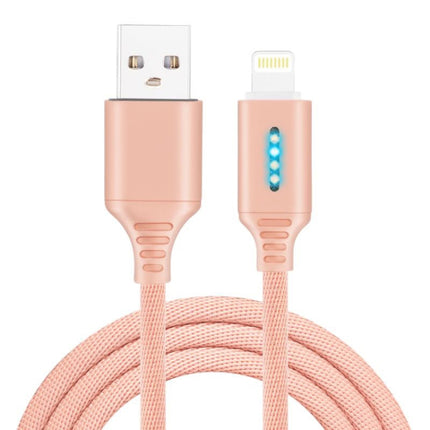 8 Pin Interface Zinc Alloy Marquee Luminous Intelligent Automatic Power off Charging Data Cable(rose gold)-garmade.com