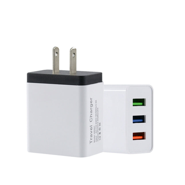 2A 3USB Mobile Phone Travel Charger US PLug(black)-garmade.com