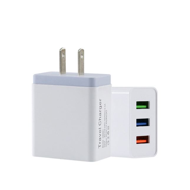 2A 3USB Mobile Phone Travel Charger US PLug(gray)-garmade.com