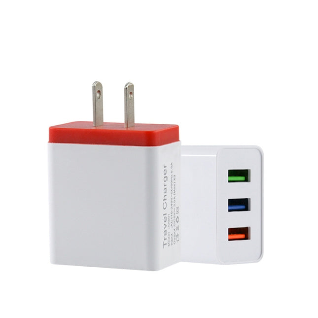 2A 3USB Mobile Phone Travel Charger US PLug(red)-garmade.com
