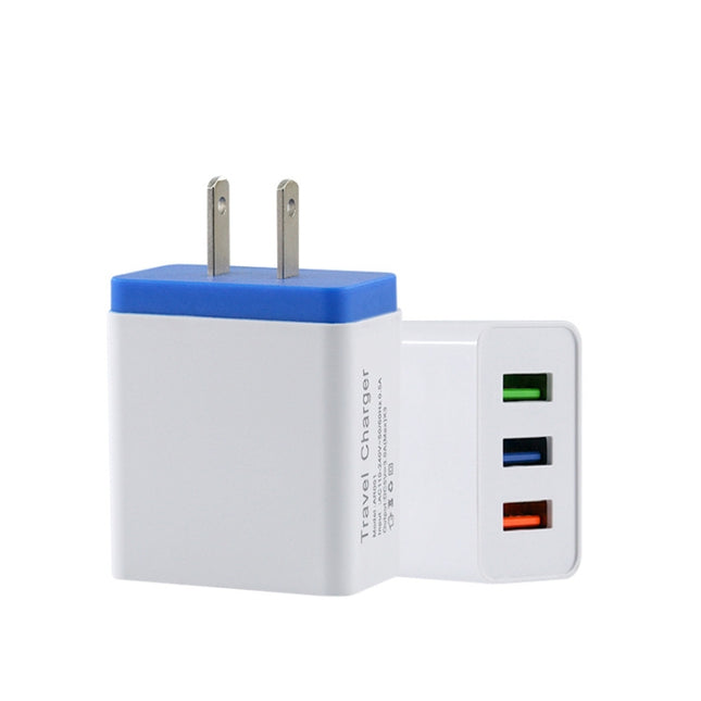 2A 3USB Mobile Phone Travel Charger US PLug(blue)-garmade.com