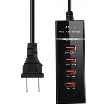 5V 4.1A 4 USB Ports Charger Adapter with Power Plug Cable, Cable Length: 1.5m, US Plug(Black)-garmade.com