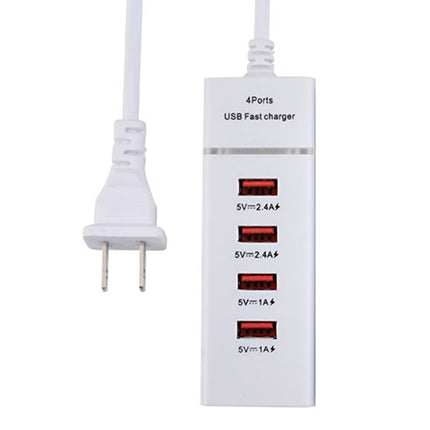 5V 4.1A 4 USB Ports Charger Adapter with Power Plug Cable, Cable Length: 1.5m, US Plug(White)-garmade.com