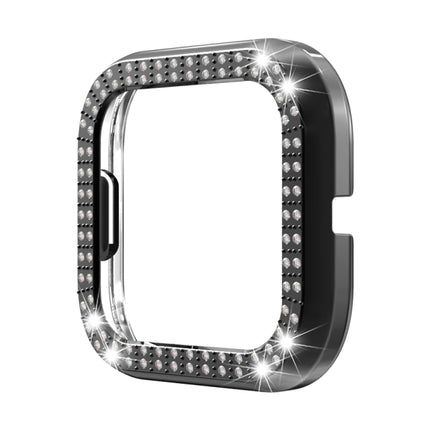 For Fitbit versa 2 PC Double-row Diamond-encrusted Protective Shell(Black)-garmade.com