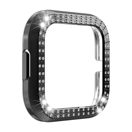 For Fitbit versa 2 PC Double-row Diamond-encrusted Protective Shell(Black)-garmade.com