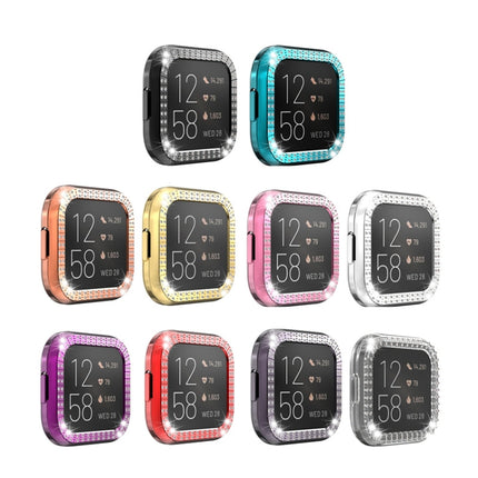 For Fitbit versa 2 PC Double-row Diamond-encrusted Protective Shell(Silver)-garmade.com