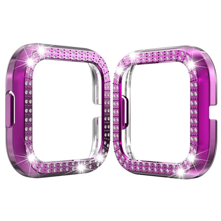 For Fitbit versa 2 PC Double-row Diamond-encrusted Protective Shell(Purple)-garmade.com