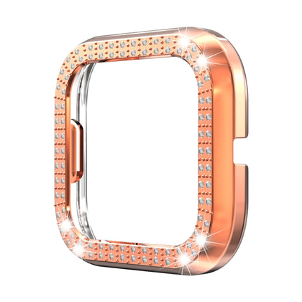 For Fitbit versa 2 PC Double-row Diamond-encrusted Protective Shell(Rose gold)-garmade.com