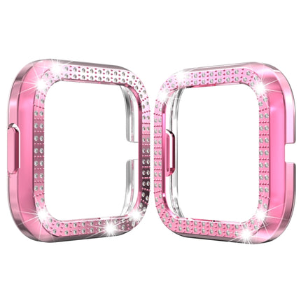 For Fitbit versa 2 PC Double-row Diamond-encrusted Protective Shell(Pink)-garmade.com