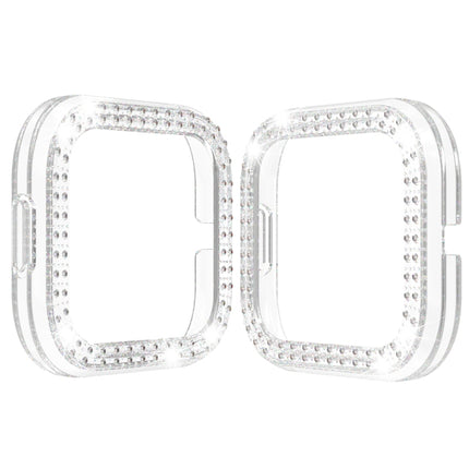 For Fitbit versa 2 PC Double-row Diamond-encrusted Protective Shell(Transparent)-garmade.com