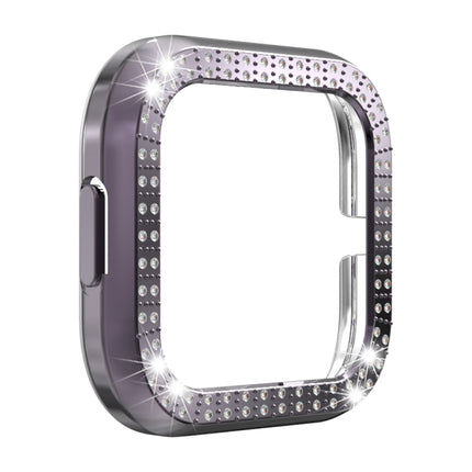 For Fitbit versa 2 PC Double-row Diamond-encrusted Protective Shell(Gun color)-garmade.com