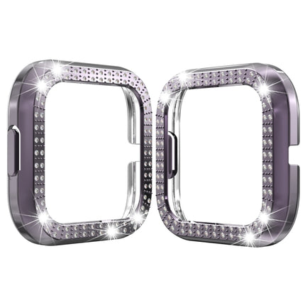 For Fitbit versa 2 PC Double-row Diamond-encrusted Protective Shell(Gun color)-garmade.com