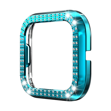 For Fitbit versa 2 PC Double-row Diamond-encrusted Protective Shell(Rock teal)-garmade.com