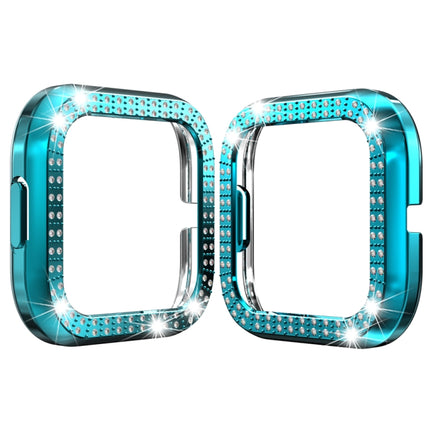 For Fitbit versa 2 PC Double-row Diamond-encrusted Protective Shell(Rock teal)-garmade.com