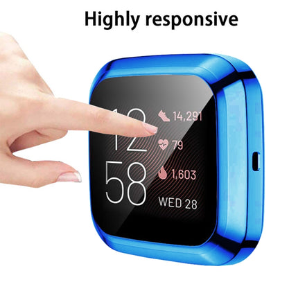 For Fitbit versa 2 Plating TPU All-inclusive Protective Shell(Blue)-garmade.com