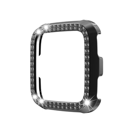 For Fitbit versa / versa lite PC Double-Row Diamond-Encrusted Protective Shell(Black)-garmade.com