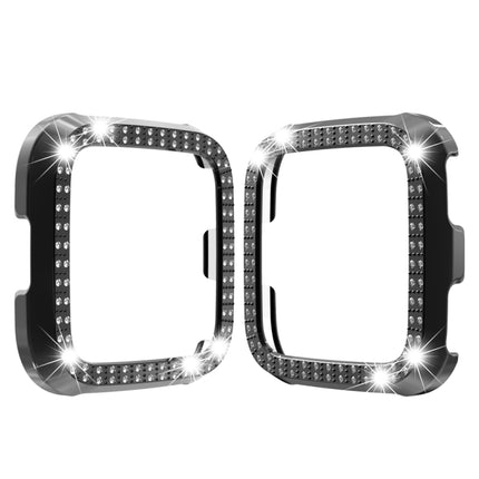For Fitbit versa / versa lite PC Double-Row Diamond-Encrusted Protective Shell(Black)-garmade.com