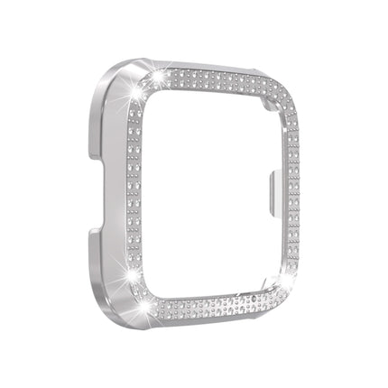 For Fitbit versa / versa lite PC Double-Row Diamond-Encrusted Protective Shell(Silver)-garmade.com