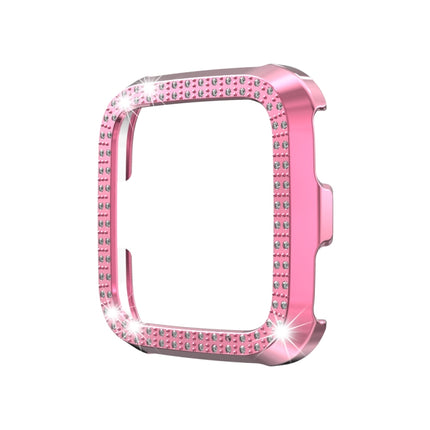 For Fitbit versa / versa lite PC Double-Row Diamond-Encrusted Protective Shell(Pink)-garmade.com